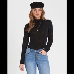 NWT Billabong Get Right Mock Neck Long Sleeve Top